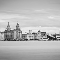 Buy canvas prints of Letterbox crop of the Liverpool skyline in monochr by Jason Wells