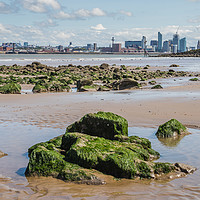 Buy canvas prints of Overlooking rock pools towards Liverpool by Jason Wells
