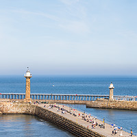 Buy canvas prints of Whitby harbour entrance panorama by Jason Wells