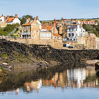 Buy canvas prints of Reflections of Robin Hoods Bay in the rock pools by Jason Wells