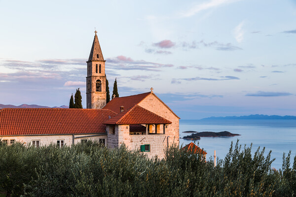 Franciscan monastery above the Peljesac channel Picture Board by Jason Wells