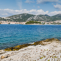 Buy canvas prints of Panorama of Hvar Town from one of the Pakleni Islands by Jason Wells