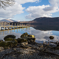 Buy canvas prints of Derwent Water landing stage panorama by Jason Wells