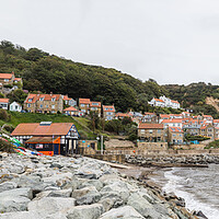 Buy canvas prints of Runswick Bay houses on the hillside by Jason Wells