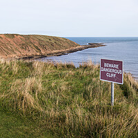 Buy canvas prints of Filey Brigg warning sign by Jason Wells
