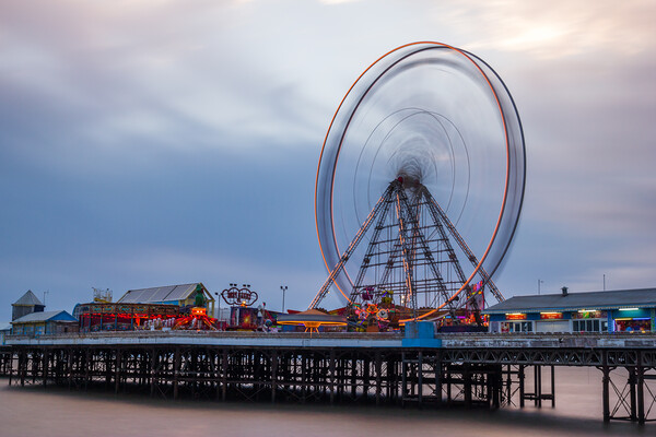 Ferris wheel spinning on Blackpool's Central Pier Picture Board by Jason Wells