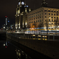 Buy canvas prints of Traffic trails on the Liverpool waterfront by Jason Wells