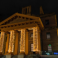 Buy canvas prints of Christmas lights outside the Dock Trade Office by Jason Wells