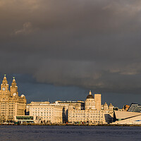 Buy canvas prints of Liverpool waterfront turning golden by Jason Wells