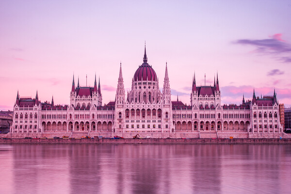 Hungarian Parliament Building at dusk Picture Board by Jason Wells