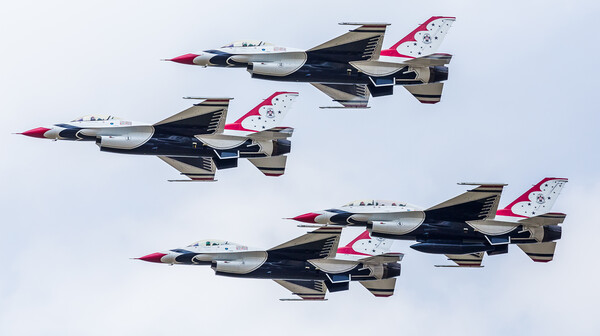 Closeup of The Thunderbirds in tight formation Framed Print by Jason Wells