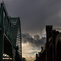 Buy canvas prints of Looking up at the Runcorn Bridges by Jason Wells