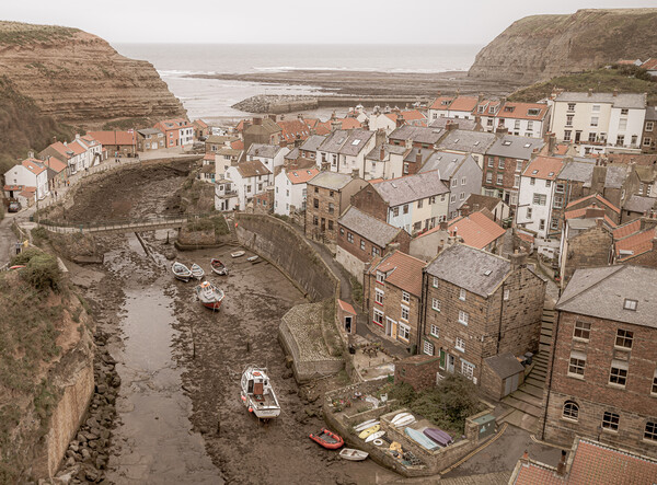 Faded colours of Staithes Picture Board by Jason Wells