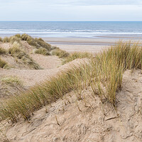 Buy canvas prints of Overlooking the sand dunes onto Formby beach by Jason Wells
