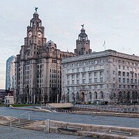 Buy canvas prints of Liver Building and the Cunard Building at dawn by Jason Wells