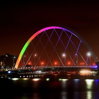 Buy canvas prints of  Squinty Bridge, Glasgow by Peter Struthers