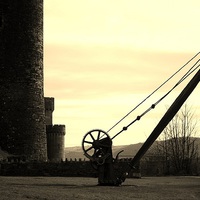 Buy canvas prints of Castle and Crane. by victoria mather