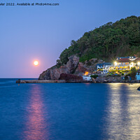 Buy canvas prints of  Babbacombe Beach by Moonlight by John Fowler