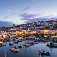 Buy canvas prints of Brixham Harbour at Twilight by John Fowler