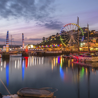 Buy canvas prints of Torquay Harbour at Twilight by John Fowler