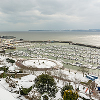 Buy canvas prints of Torquay Harbour In The Snow by John Fowler