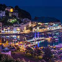 Buy canvas prints of  Torquay Harbour By Night by John Fowler