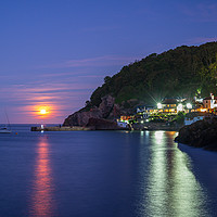 Buy canvas prints of  Babbacombe Beach By Moonlight by John Fowler