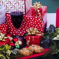 Buy canvas prints of  Christmas Cookies, Wine and Presents by Richard Pinder