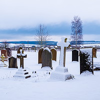 Buy canvas prints of Snow Covered Yorkshire Graveyard. by Richard Pinder