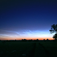 Buy canvas prints of Noctilucent clouds glow over open fields  by Teresa Cooper