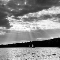 Buy canvas prints of Black and white lake view by Arletta Cwalina