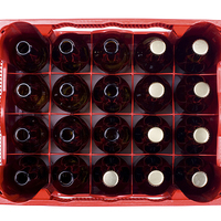 Buy canvas prints of glass empty and full bottles of beer in crate  by Arletta Cwalina