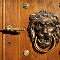 Buy canvas prints of Lion casting knock door decoration by Arletta Cwalina