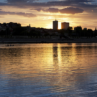 Buy canvas prints of Vistula River skyline evening view by Arletta Cwalina