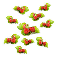 Buy canvas prints of Red strawberries fruits on leaves by Arletta Cwalina