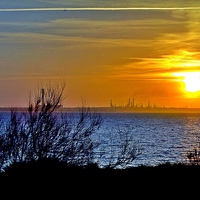 Buy canvas prints of Fawley Sunset by Dave Fry