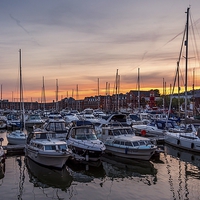 Buy canvas prints of Sunset at Swansea Marina by Dean Merry