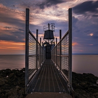 Buy canvas prints of  Portishead Lighthouse Bridge by Dean Merry