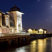 Buy canvas prints of Moonlit, Penarth Pier Pavilion by Dean Merry