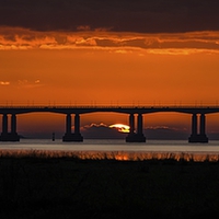 Buy canvas prints of  Sunset at the Second Severn crossing by Dean Merry