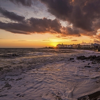 Buy canvas prints of Porthcawl sunset by Dean Merry