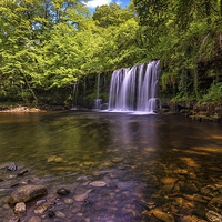 Buy canvas prints of Sgwd Ddwli Uchaf, Brecon Waterfalls by Dean Merry