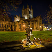 Buy canvas prints of Elgar looking on Hereford Cathedral by Dean Merry
