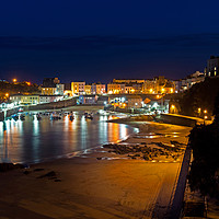 Buy canvas prints of Tenby night harbour  by Dean Merry