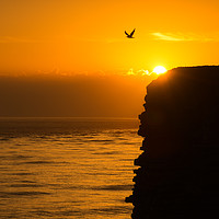 Buy canvas prints of Nash point sunset silhouette by Dean Merry