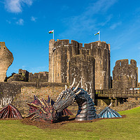 Buy canvas prints of Romantic reptiles reunited at Caerphilly Castle  by Dean Merry