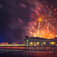 Buy canvas prints of Weston pier fireworks display by Dean Merry