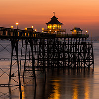 Buy canvas prints of After the sun sets at Clevedon Pier by Dean Merry