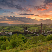 Buy canvas prints of Cwm coke works sunset by Dean Merry