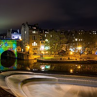 Buy canvas prints of Christmas holiday display on the Pulteney Bridge B by Dean Merry